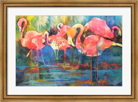 Framed Flirty Flamingos Print