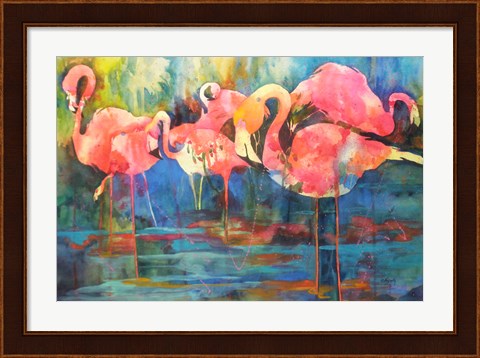 Framed Flirty Flamingos Print
