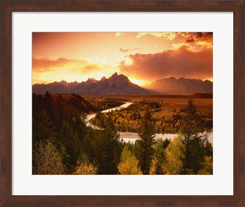 Framed Teton Range at Sunset, Grand Teton National Park, Wyoming Print