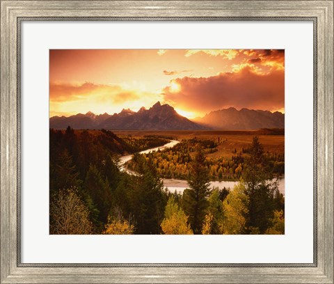 Framed Teton Range at Sunset, Grand Teton National Park, Wyoming Print