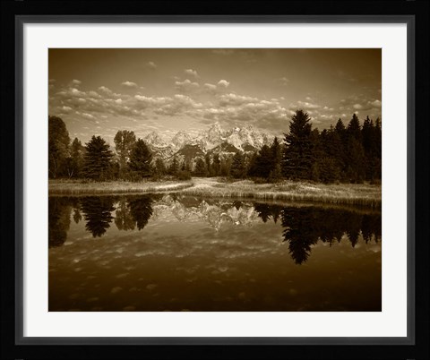 Framed Teton Range and Snake River, Grand Teton National Park, Wyoming (sepia) Print