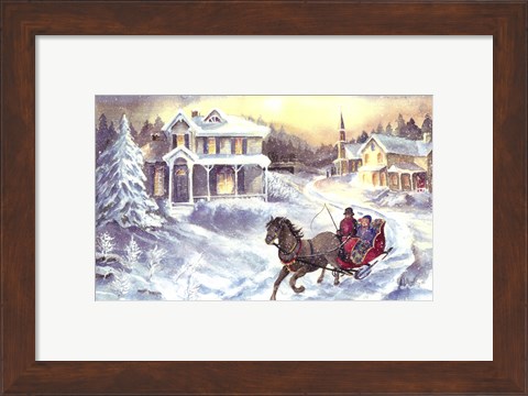 Framed Horse and Sleigh Print
