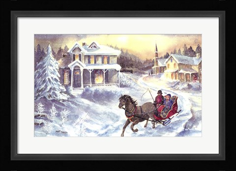 Framed Horse and Sleigh Print