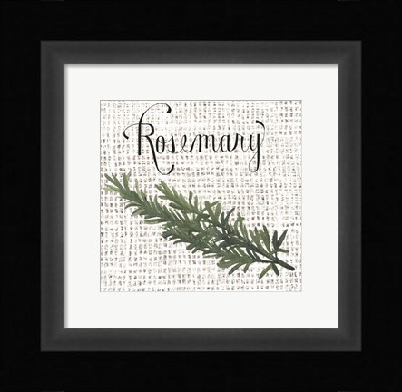 Framed Burlap Herbs I Print