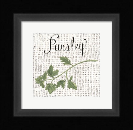 Framed Burlap Herbs IV Print