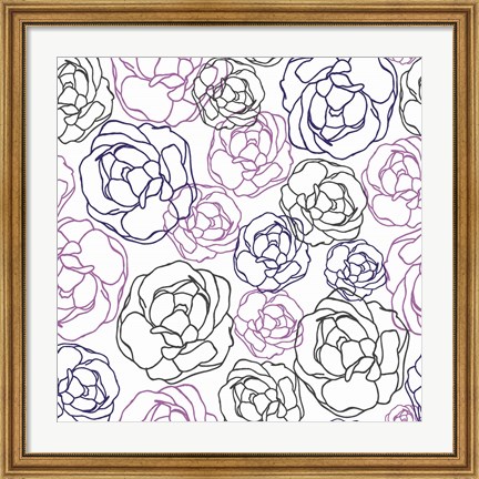 Framed Cottage Rose Garden I Print