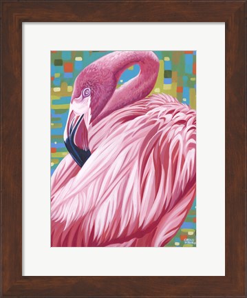 Framed Fabulous Flamingos II Print