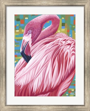 Framed Fabulous Flamingos II Print