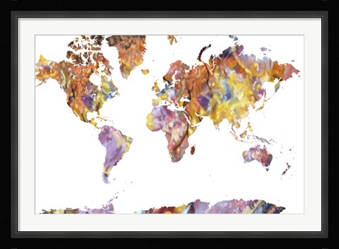 Framed World Map Rock 1 Print