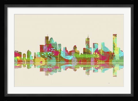 Framed Brisbane Qld Skyline 2 Print