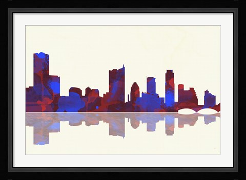 Framed Austin Texas Skyline 1 Print