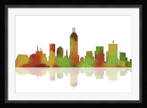 Framed Indianapolis Indiana Skyline 1 Print