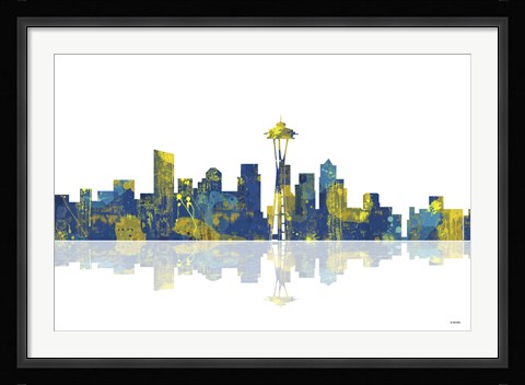Framed Seattle Washington Skyline 1 Print