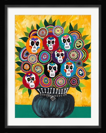 Framed Sugar Skull Bouquet Print