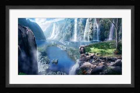 Framed Waterfall Paradise Print