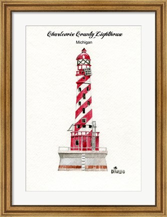 Framed Charlevoix County Lighthouse, MI Print