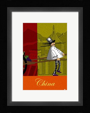 Framed Chef in China Print