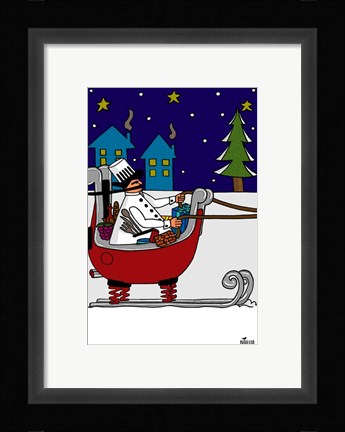 Framed Chef in Sleigh Print