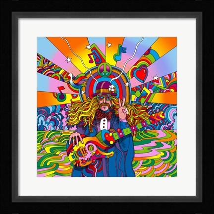 Framed Hippie Musician Print