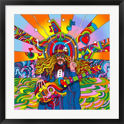 Framed Hippie Musician Print