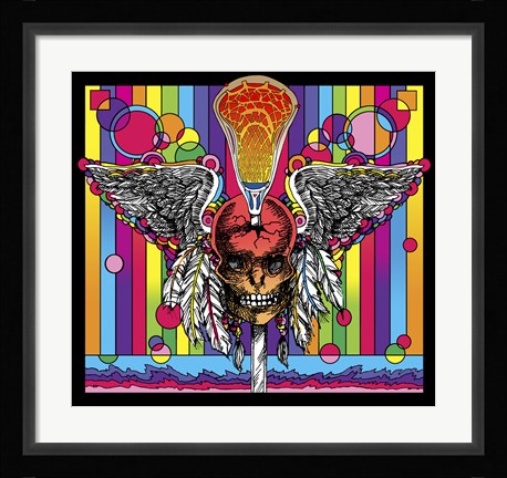 Framed Lacrosse Skull Print