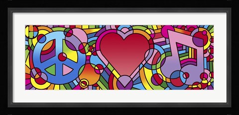 Framed Peace Love Music A Print