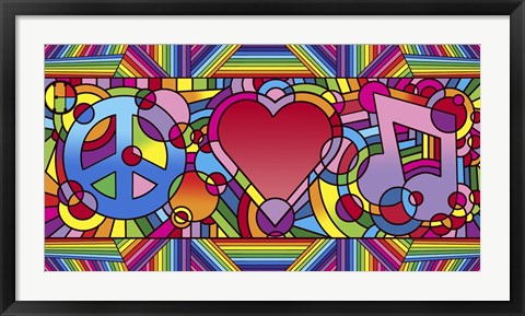 Framed Peace Love Music B Print