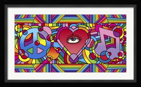 Framed Peace Love Music C Print