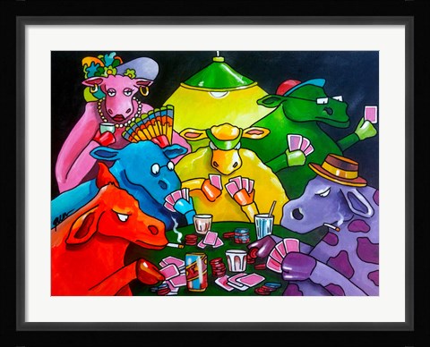 Framed Cows Poker Print