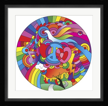 Framed Peace Love Music Circle Print