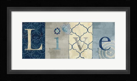 Framed Live Love Laugh Navy I Print