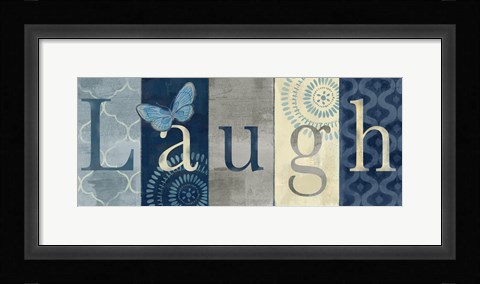 Framed Live Love Laugh Navy III Print