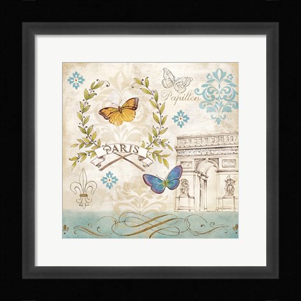 Framed Le Papillon Paris II Print
