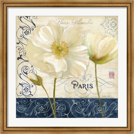 Framed Paris Poppies Blue Trim I Print