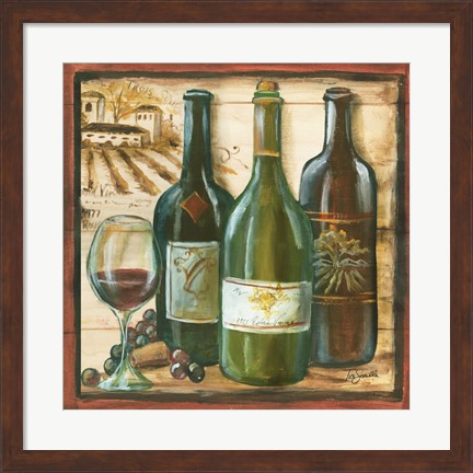 Framed Wooden Wine Square II Print