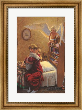 Framed Cuddling Angel Print