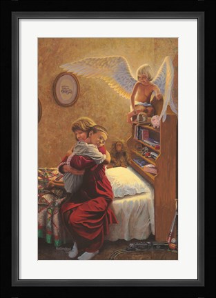 Framed Cuddling Angel Print
