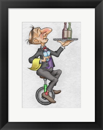 Framed Unicycle Waiter Print