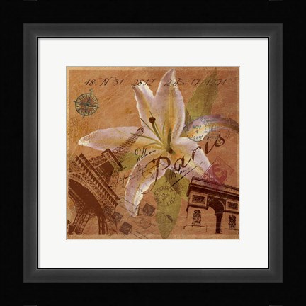 Framed Latitude and Longitude Travel to Paris Print