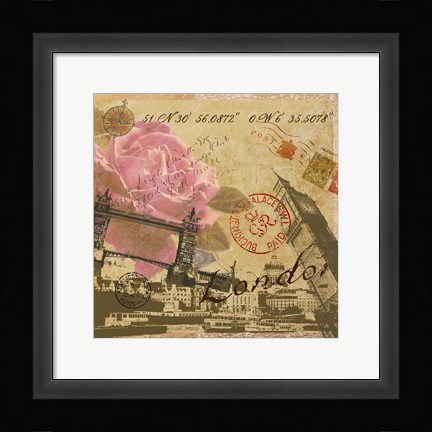 Framed Latitude and Longitude Travel to London Print