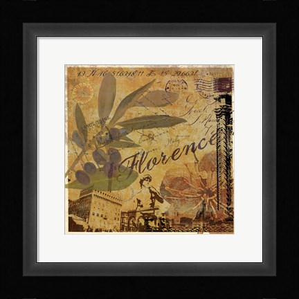 Framed Latitude and Longitude Travel to Florence Print