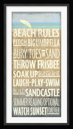 Framed Beach Rules Print