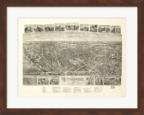 Framed Rutherford, NJ Vintage Map, 1904 Print