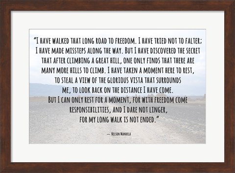 Framed Road to Freedom - Nelson Mandela Quote Print