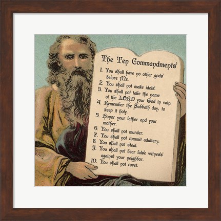 Framed Tablets of the Ten Commandments Print