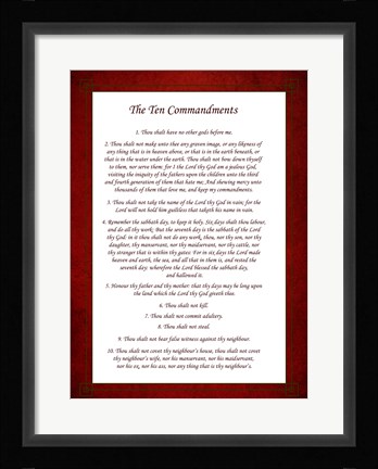 Framed Ten Commandments - Red Print