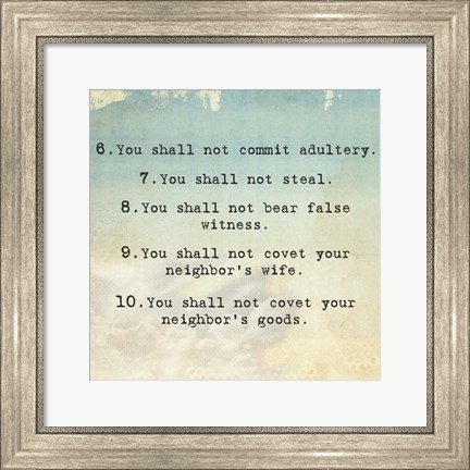 Framed Ten Commandments 6-10 Print