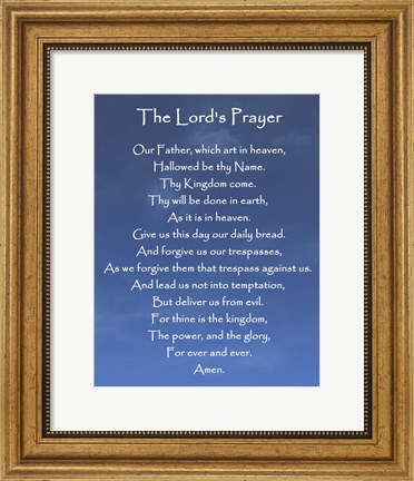 Framed Lord&#39;s Prayer - Blue Sky Print