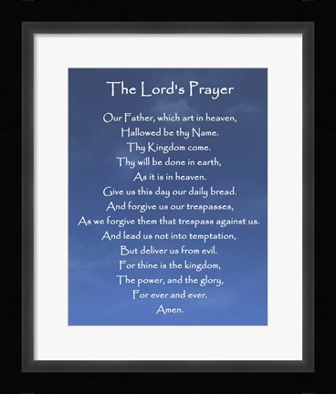 Framed Lord's Prayer - Blue Sky Print