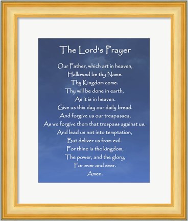 Framed Lord&#39;s Prayer - Blue Sky Print